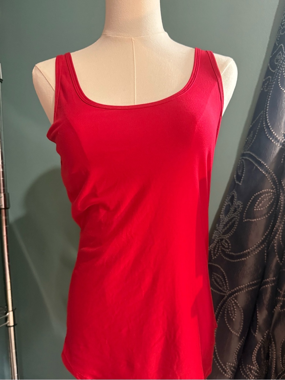 No Boundaries L 11-13 Red Longline Tank Top Soft Stretch Scoop Neck